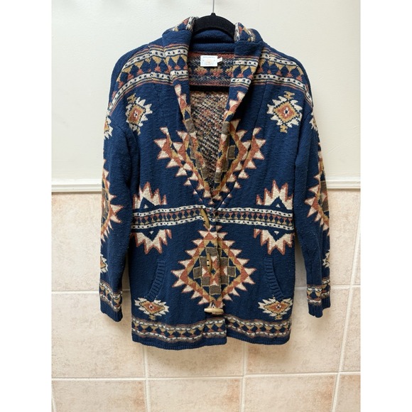 Faherty B.YELLOWTAIL Women's Lodge Cardigan Aztec Cotton Coat Boho.Sz S - Picture 7 of 13